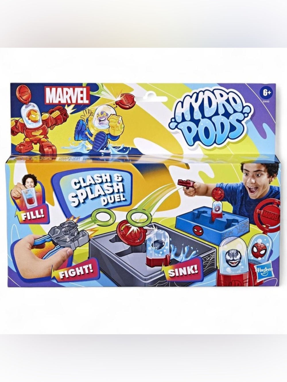 Marvel Hydro Pods Clash & Splash Duel Water Game - Red, Blue, Yellow